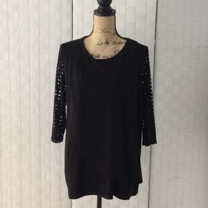 Elegant Black Women's Top with Open Sleeves.   #653